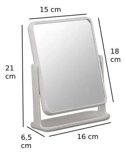 Espejo De Maquillaje 15x18cm Doble Faz Ep2163 Plastico Vgo Blanco