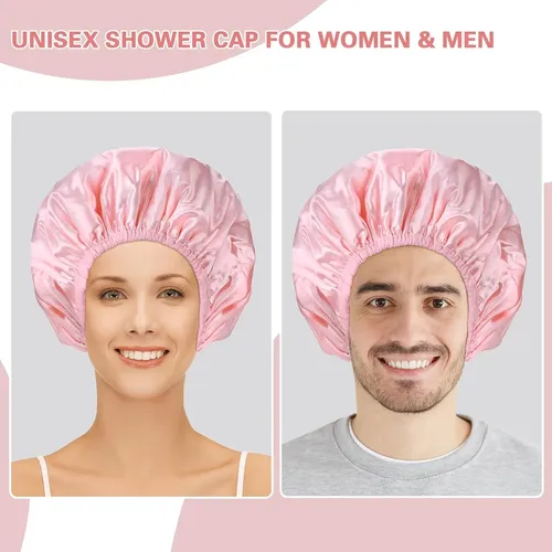 Gorro De Satén Para Dormir, Banda Ajustable, Rosa Rosa