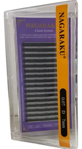 Kit Nagaraku Extensiones De Pestañas Clásicas 0.07 Curva D Largos 7 Al 9 Mm