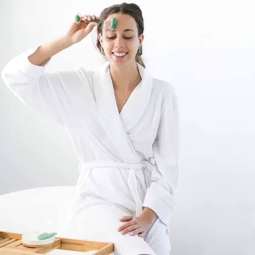 Set Rodillo Facial Y Gua Sha Jade Witty Verde