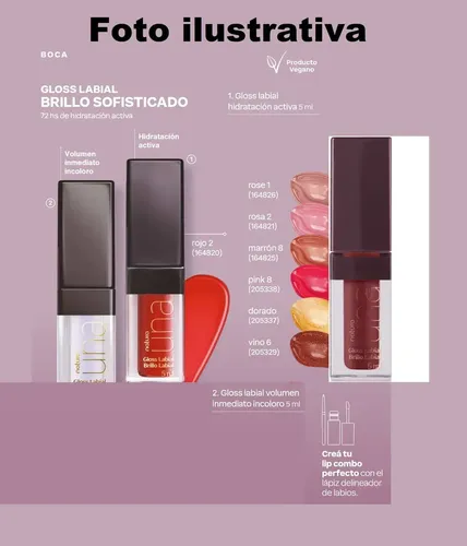 Natura Una Gloss Labial Liquido 5 Ml. Color Rojo 2