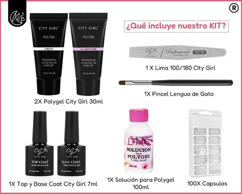 Kit X8 Polygel Uñas Soft Gel Semipermanente Set Completo