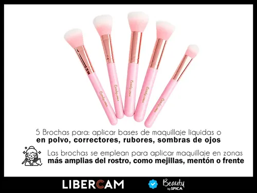 Set 15 Brochas Y Pinceles Para Maquillaje BEAUTY BY SPICA BRO-15 Estuche Colores Color Rosa