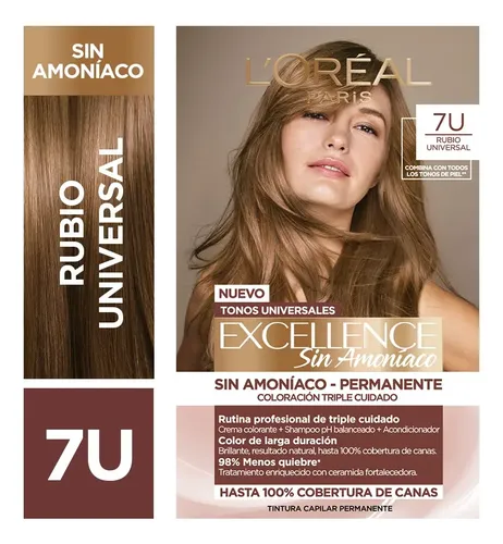 Coloración Permanente Excellence Sin Amoníaco L’oréal Paris Tono 7U Rubio Universal