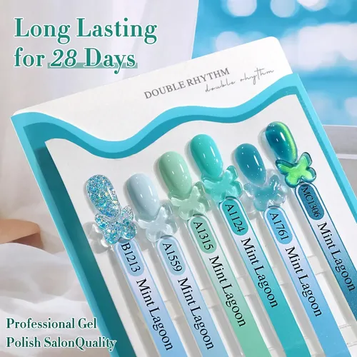 Conjunto Gel Uñas 6pz Mint Lagoon