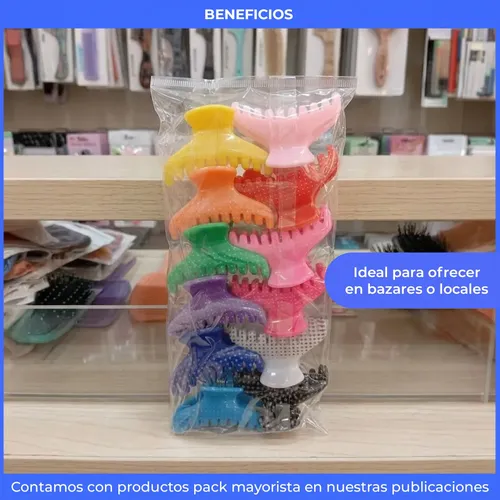 Broche Pelo Lunar Plástico Pack X 12 Unidades Color Surtido