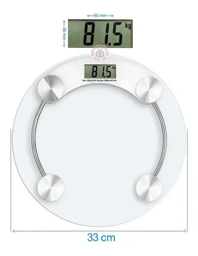 Balanza Digital Baño Vidrio LCD 180kg Redonda Apagado Automático Venice