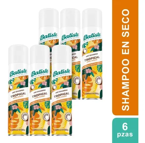 Shampoo En Seco Batiste Aerosol Aroma Tropical Kit 6 Pz
