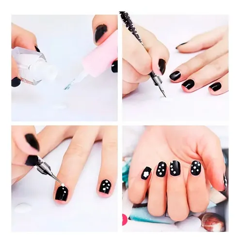 Kit De 5 Pinceles Dotting Pen Doble Punta Decoración Uñas