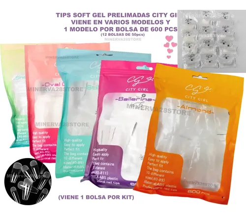 Kit Tips Soft Gel City Girl X600u Kapping Gel, Premium, Lima