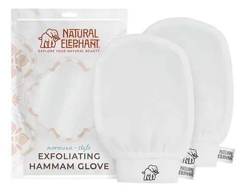 Guante Exfoliante Natural Elephant Kessa 2 Paquete Blanco