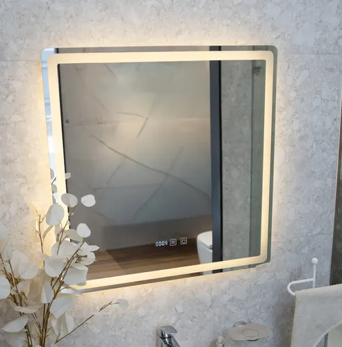 Espejo Cuadrado 70cm Con Luz Led Fría, Cálida Y Natural