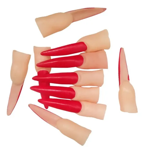 10x Uñas Falsas De Bruja Maquillaje Suministros Para Rojo
