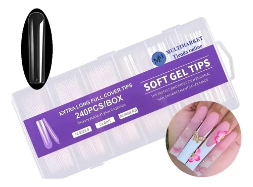 Tips Sistema Soft Gel Ultra Finos Flexibles Xxl 240 Un