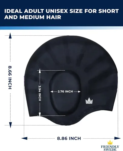 Gorro Baño Unisex Silicona Largo/medio Cabello X2 Azul/negro