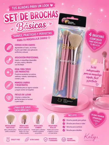 Kit Maquillaje Polvo Compacto Base Brochas Y Rubor+toallitas