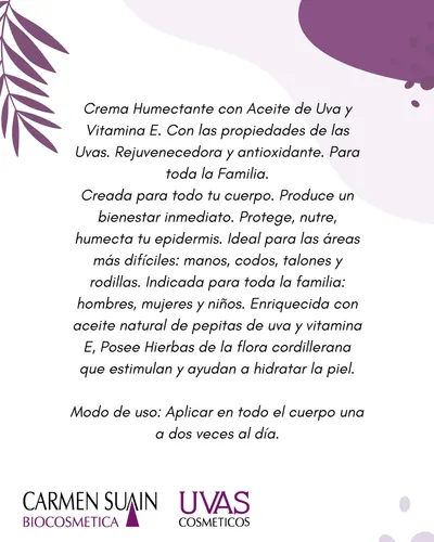 Crema Cuerpo Y Manos 500ml-linea Uvas Cosmeticos-