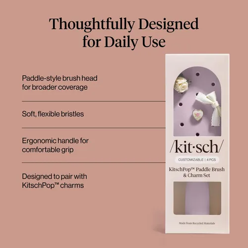 Cepillo De Pelo Kitsch Paddle Para Mujer, Cepillo Desenredan Violeta