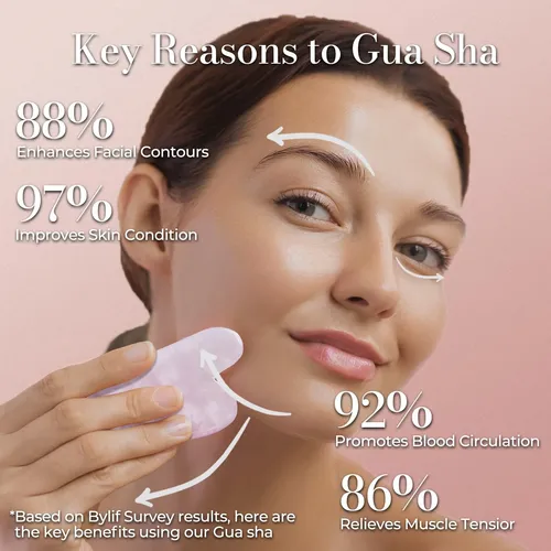Gua Sha Facial Piedra Jade Esculpir Rostro Pink G