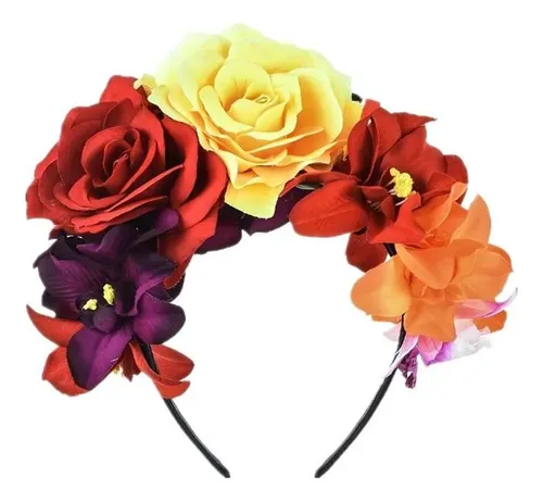 Diadema Con Corona De Flores Rosas, Tocado For Halloween