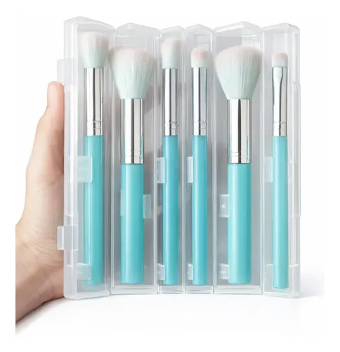 Set X 6 Brochas Portables Maquillaje Con Estuche Plegable