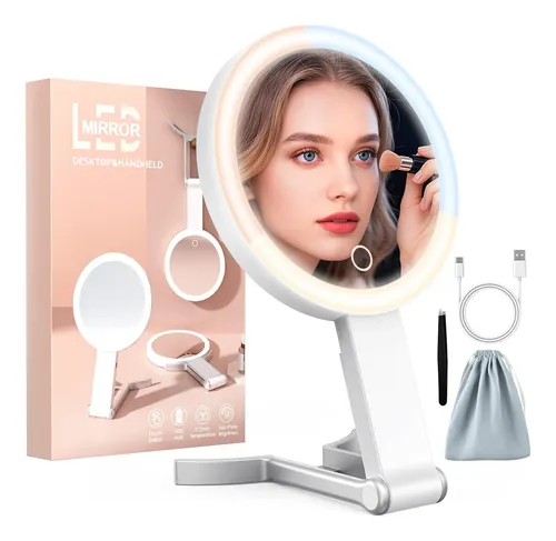 Espejo De Maquillaje De Viaje Huncab 15x/1x De Doble Cara Co