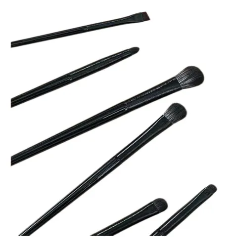 Set 6 Brochas De Maquillaje Sintéticas Negras Con Estuche