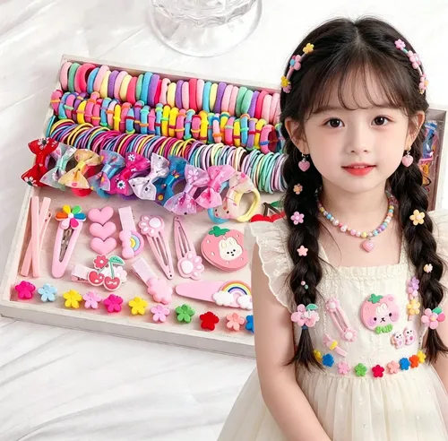 1185 Piezas Mini Gomas Elásticas For El Cabello For Niños , Coral Claro Solid And Floral Mix