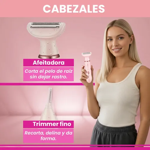 Set Mujer Afeitadora Corporal 4en1 Nariz Ceja Vgr V-761 Rosa