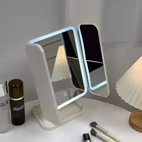 Maquillaje Espejo Led Recargable 3 Modos De Aumento 1x 2x 3x