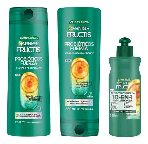Kit Fructis Probióticos Fuerza: Shampoo Acondicionador Crema