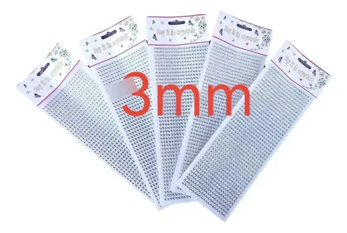 Gemas Strass Autoadhesivas 3mm Rostro Cuerpo X20 Plateado