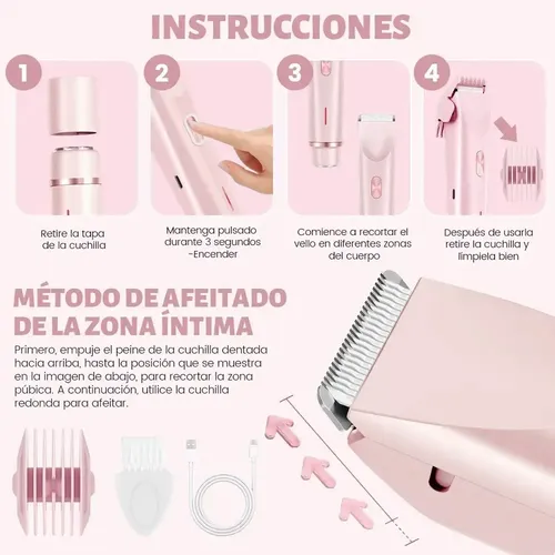 Depiladora Eléctrica Recargable 2 En 1 Para Mujeres Y Bikini