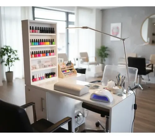 Mesa Manicura Con Porta Esmaltes Mas Apoya Manos Manicuria Blanco Liso