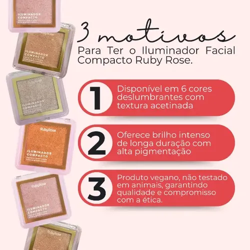 Iluminador Compacto Satinado Alta Pigmentacion Ruby Rose