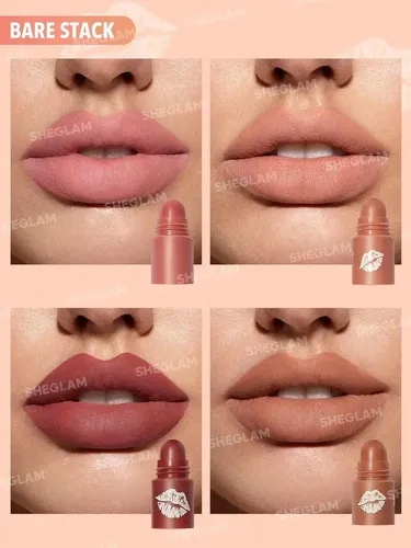Labial Sheglam Mega Lip Stacks Lipstick color nude-bare stack mate