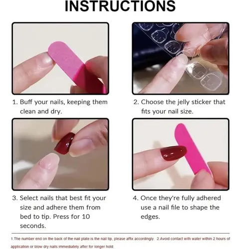 Uñas Adheribles French Tip Largas Stiletto Con Laço 3d