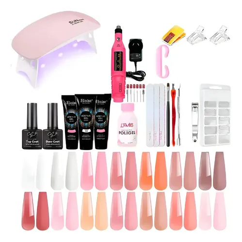 Kit X3 Polygel Semipermanente Torno Cabina Uv Uñas Esmaltada