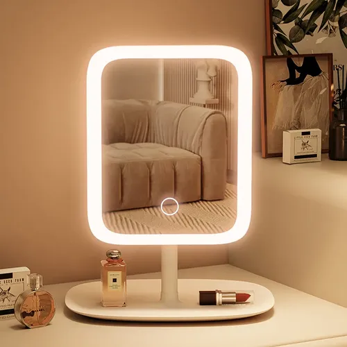 Espejo Maquillaje Luz Recargable Usb Con Lupa 5x Aumento
