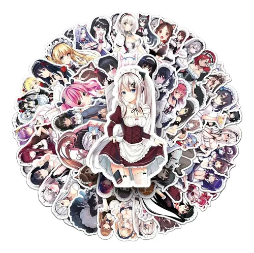 50 Pegatinas Japonesas 2d De Sirvientas Sexys Para Uñas