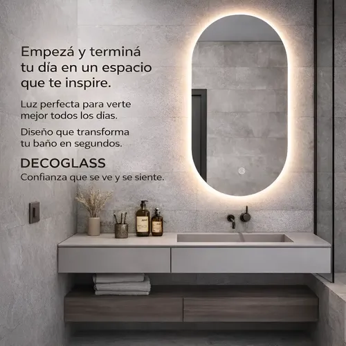 Espejo Con Luz Led Touch 50 X 85 Pastilla Para Baño 3 Tonos