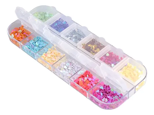 2 Cajas De Calcomanías Y Lentejuelas Corazón Uñas
