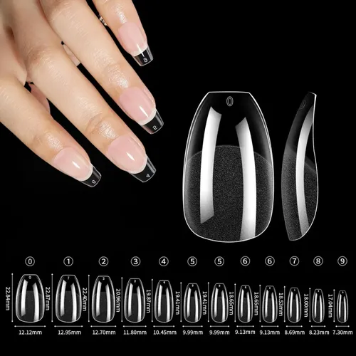 Tips De Uñas Acrílicas Profesionales Alta Calidad X600u Color Transparente Coffin Cortas