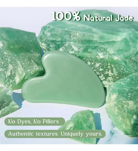 Gua Sha Facial Flagest Piedra Jade Forma Corazón Verde