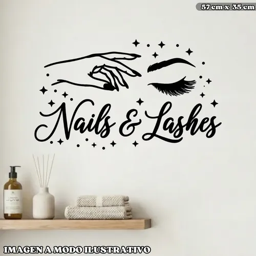 Vinilo Salón De Belleza Nails Y Lashes Pestaña Y Mano