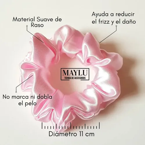 Scrunchie Saten, Colita De Raso Anti Frizz Rosa Bebe