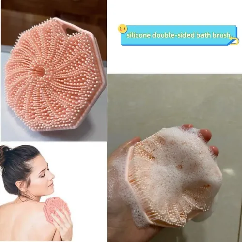 Cepillo Exfoliante Corporal De Silicona Doble Cara Rosa