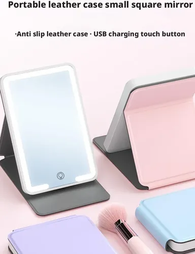 Usb Recargable Funda De Cuero Plegable Inteligente De Tres