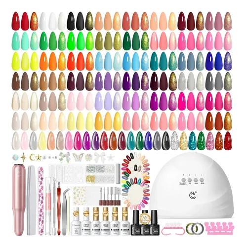 Kit De Esmaltes Semipermanentes 56 Colores Con Luz Uv