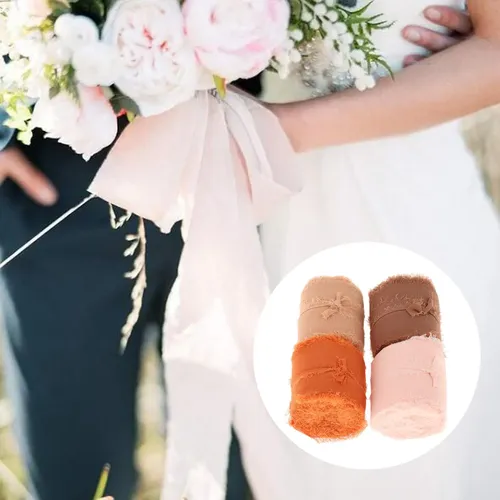 4 Cintas De Seda De Gasa Para Ramos De Novia, Naranja